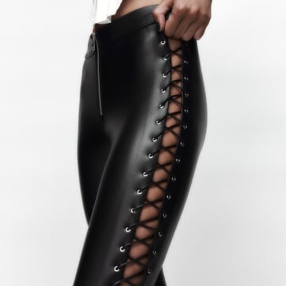Zara faux leather lace up leggings - Picture 1 of 6